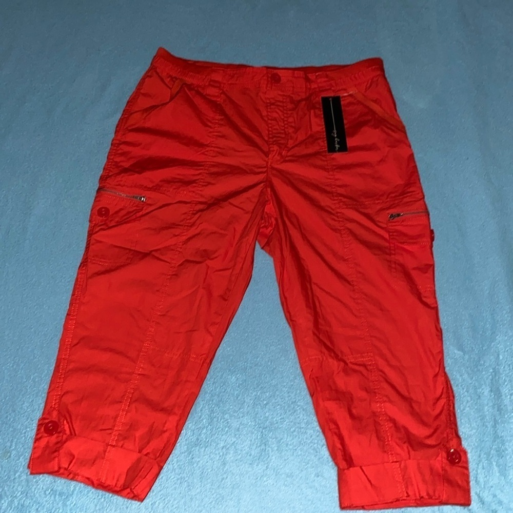 SAG HARBOR New York cargo capris tab cuff 6 pocket elastic waistband NEW size 36